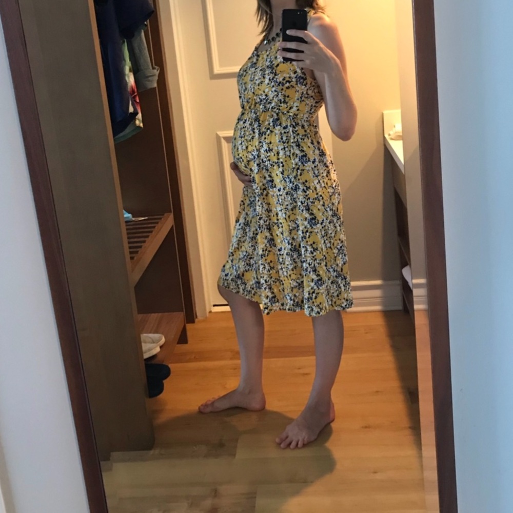 Maternity Sleeveless Floral Sun Dress Wrinkle Resistant